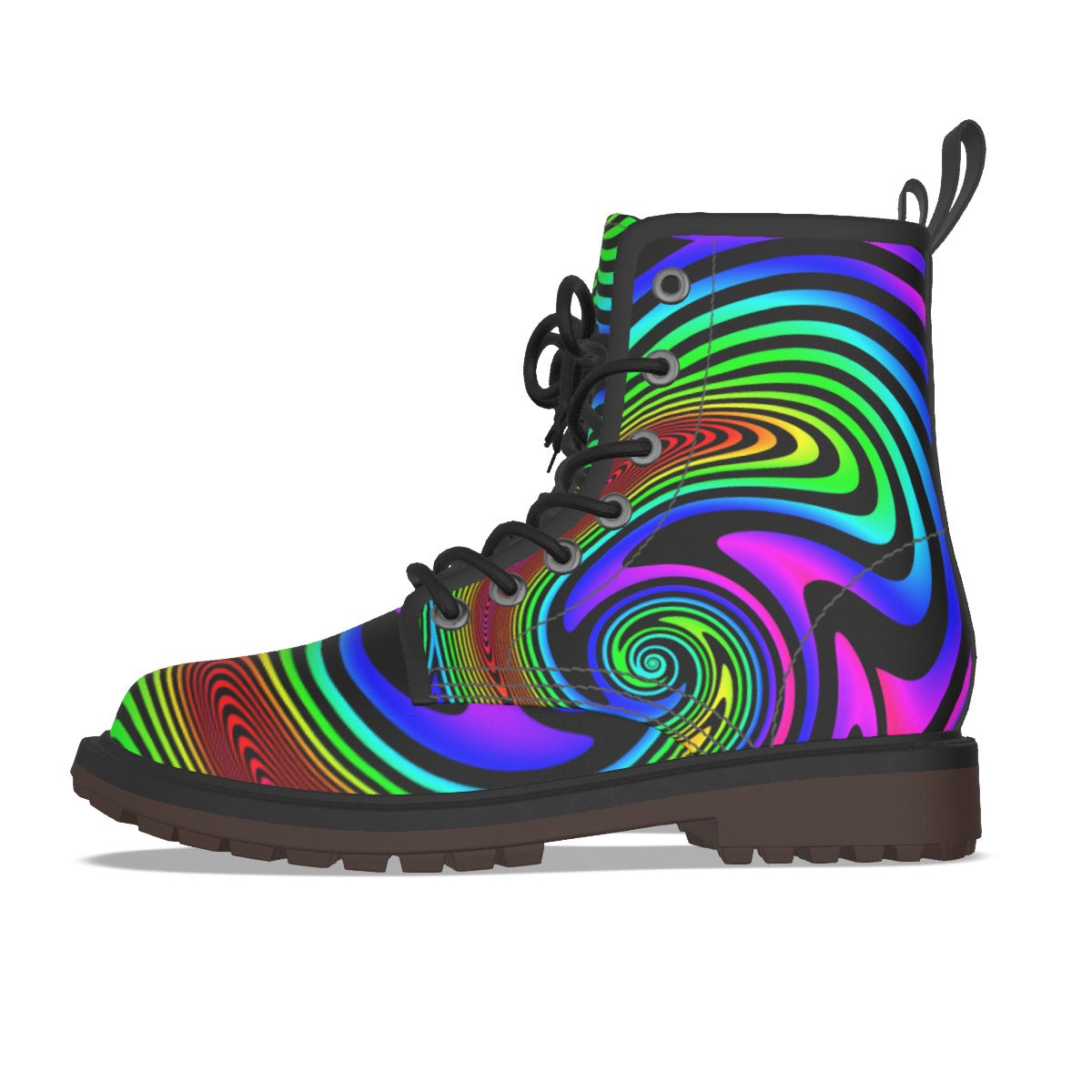 Hypno-Stompers! Men's Sizing Trippy Rainbow Boots Peace Fairy Vegan Leather Rave Pride Festival Wea