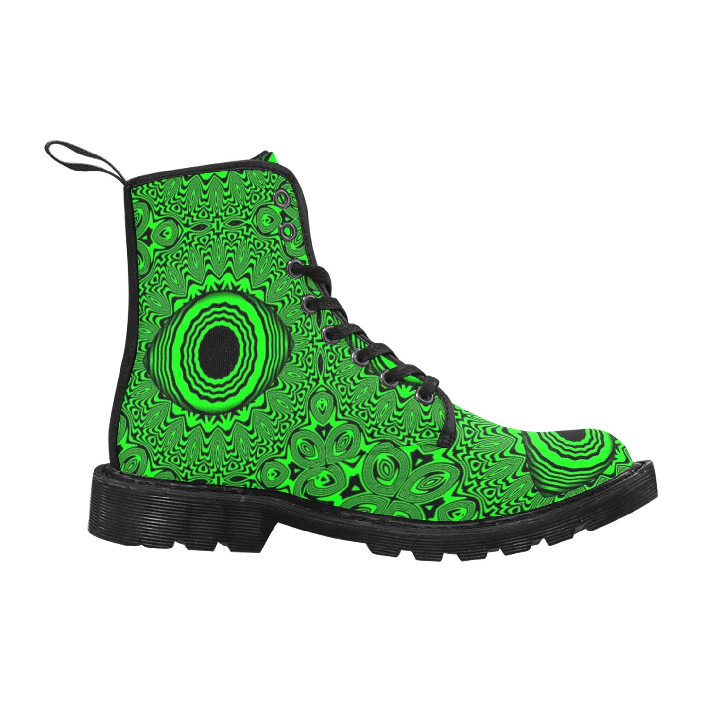 Acid Green Evil Eye Mandala Boots Men's Sizing Unisex Combat Boot