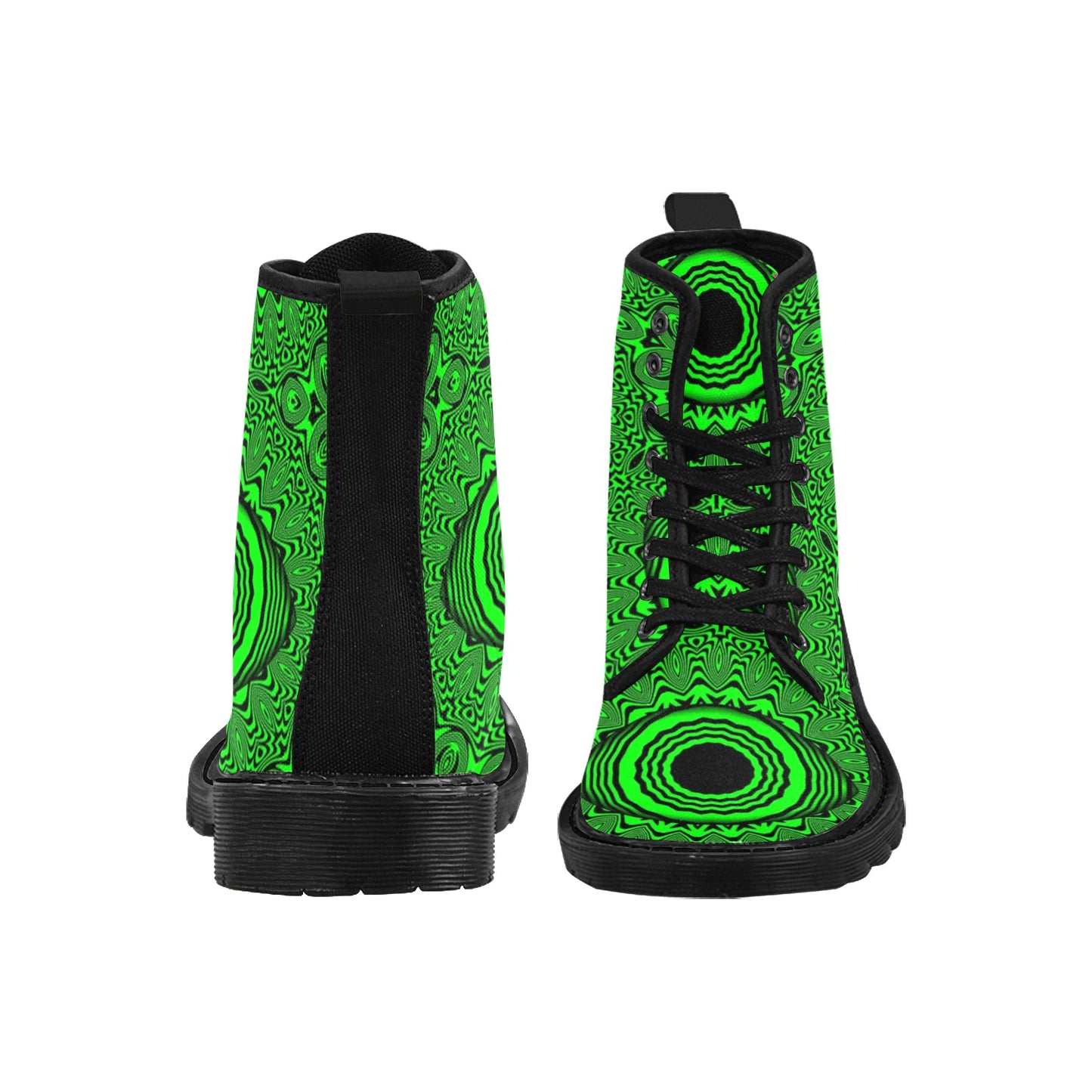 Acid Green Evil Eye Mandala Boots Men's Sizing Unisex Combat Boot